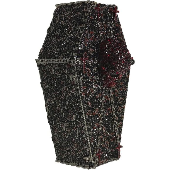 Women's Black Cool Skull Evening Coffin Shaped Hand bag Cross Rhinestone Bag - Picture 1 of 6